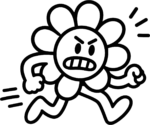 Angry Flower Character SVG Bold Black Outline Vector
