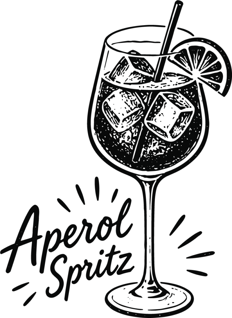 Aperol Spritz Cocktail SVG Bold Sketch Vector