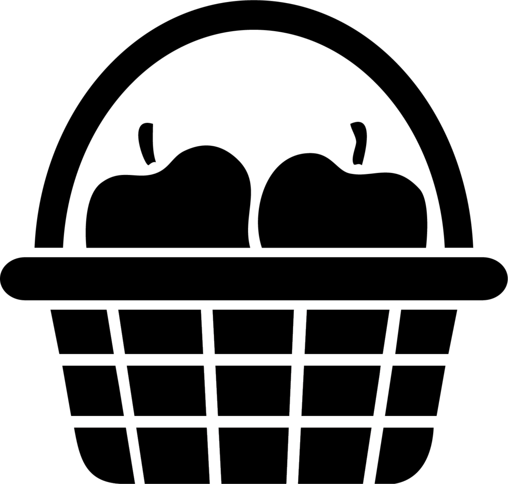 Apple Basket SVG Bold Silhouette Vector