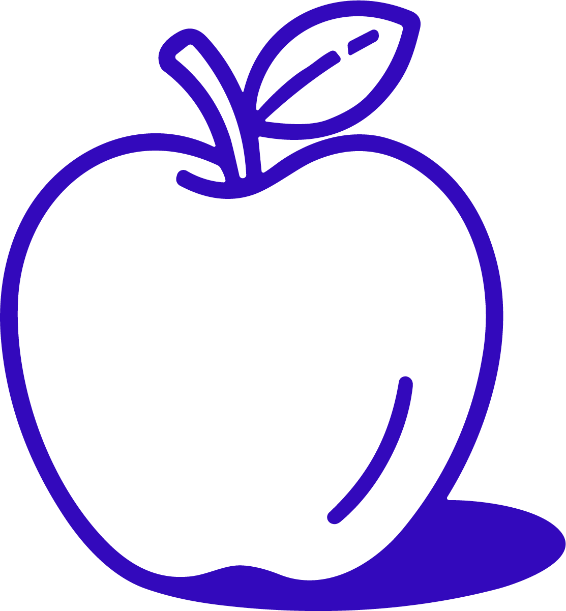 Apple With Leaf SVG Bold Outline Vector - Image 1