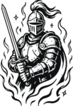 Armored Knight SVG Fiery Warrior Vector