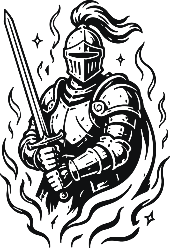 Armored Knight SVG Fiery Warrior Vector