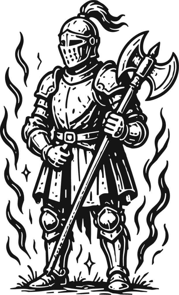 Armored Knight SVG Fiery Medieval Vector