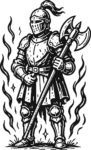 Armored Knight SVG Fiery Medieval Vector