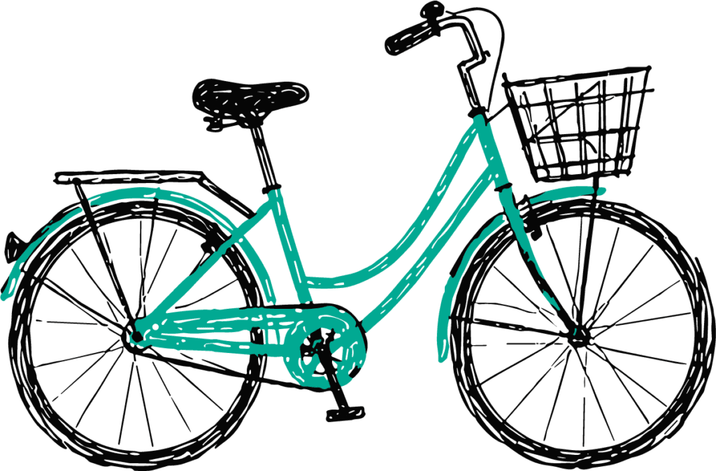 Bicycle With Basket SVG Sketchy Line Art Vector