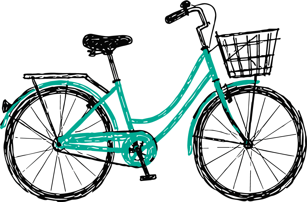 Bicycle With Basket SVG Sketchy Line Art Vector - Image 1