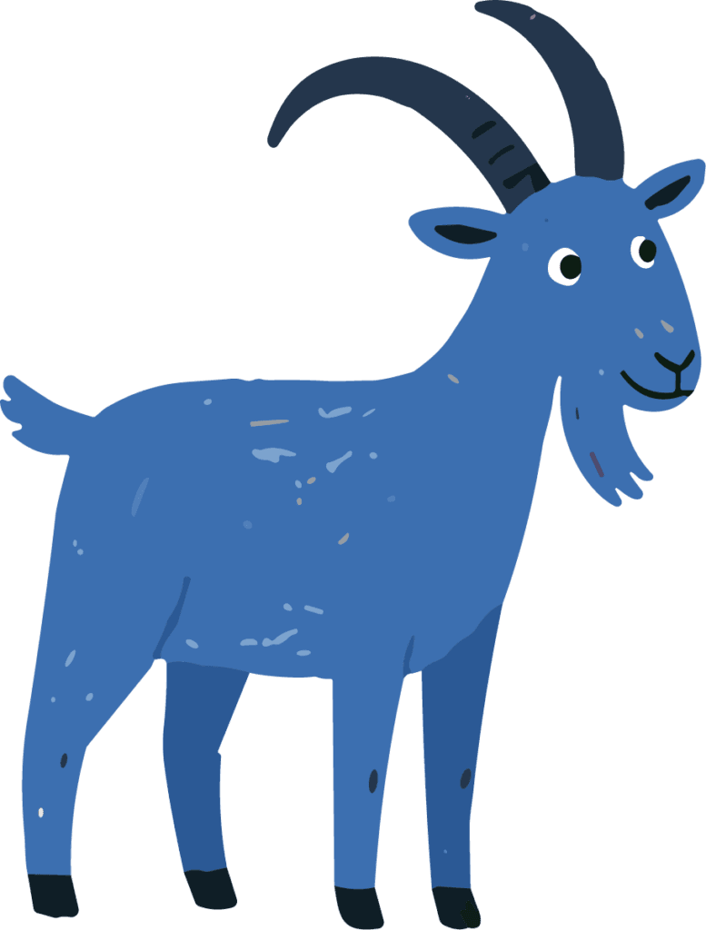 Blue Goat SVG Whimsical Cartoon Vector