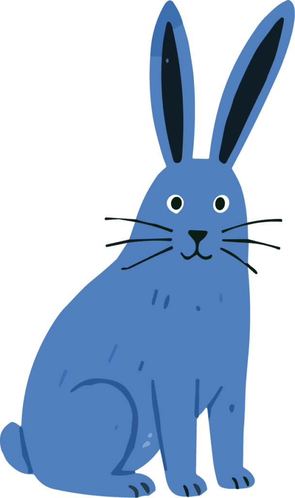 Blue Rabbit SVG Whimsical Sitting Vector