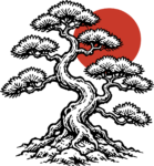 Bonsai Tree SVG Rising Sun Silhouette Vector