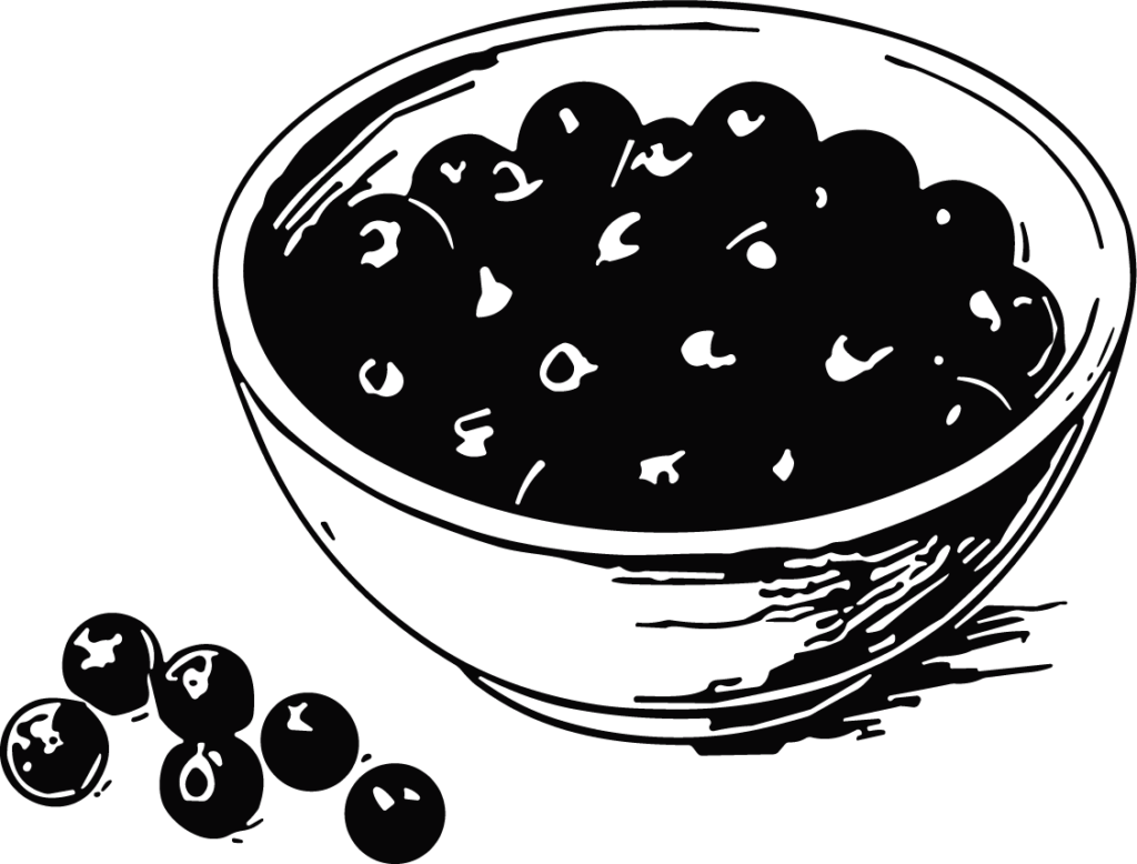Bowl Of Blueberries Bold Monochrome Vector