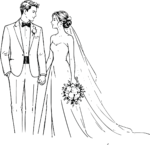 Bride And Groom SVG Elegant Sketch Vector