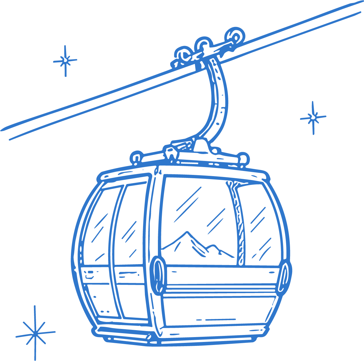 Cable Car Gondola SVG Alpine Sketch Vector - Image 1