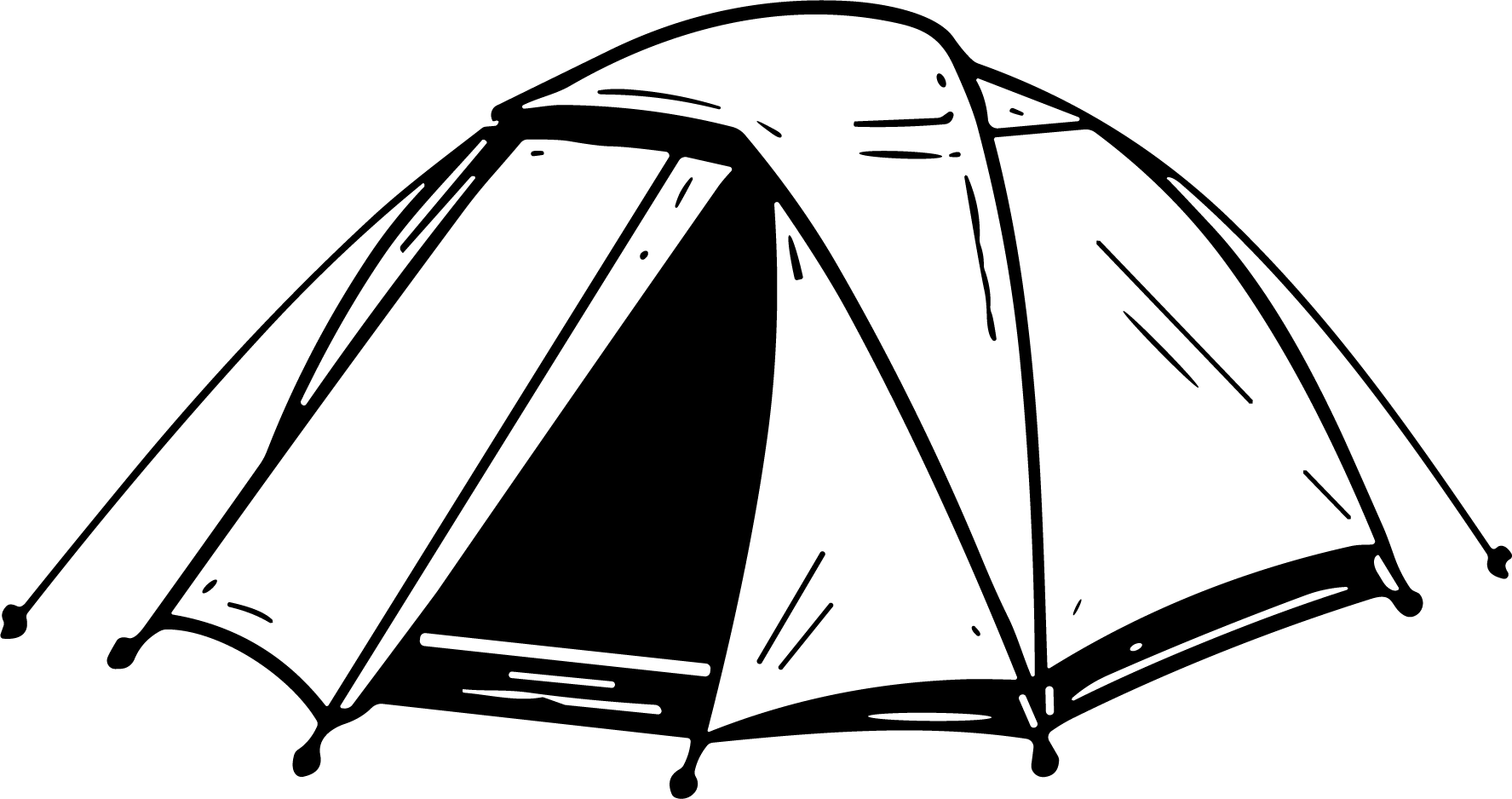 Camping Tent SVG Black Outline Vector - Image 1