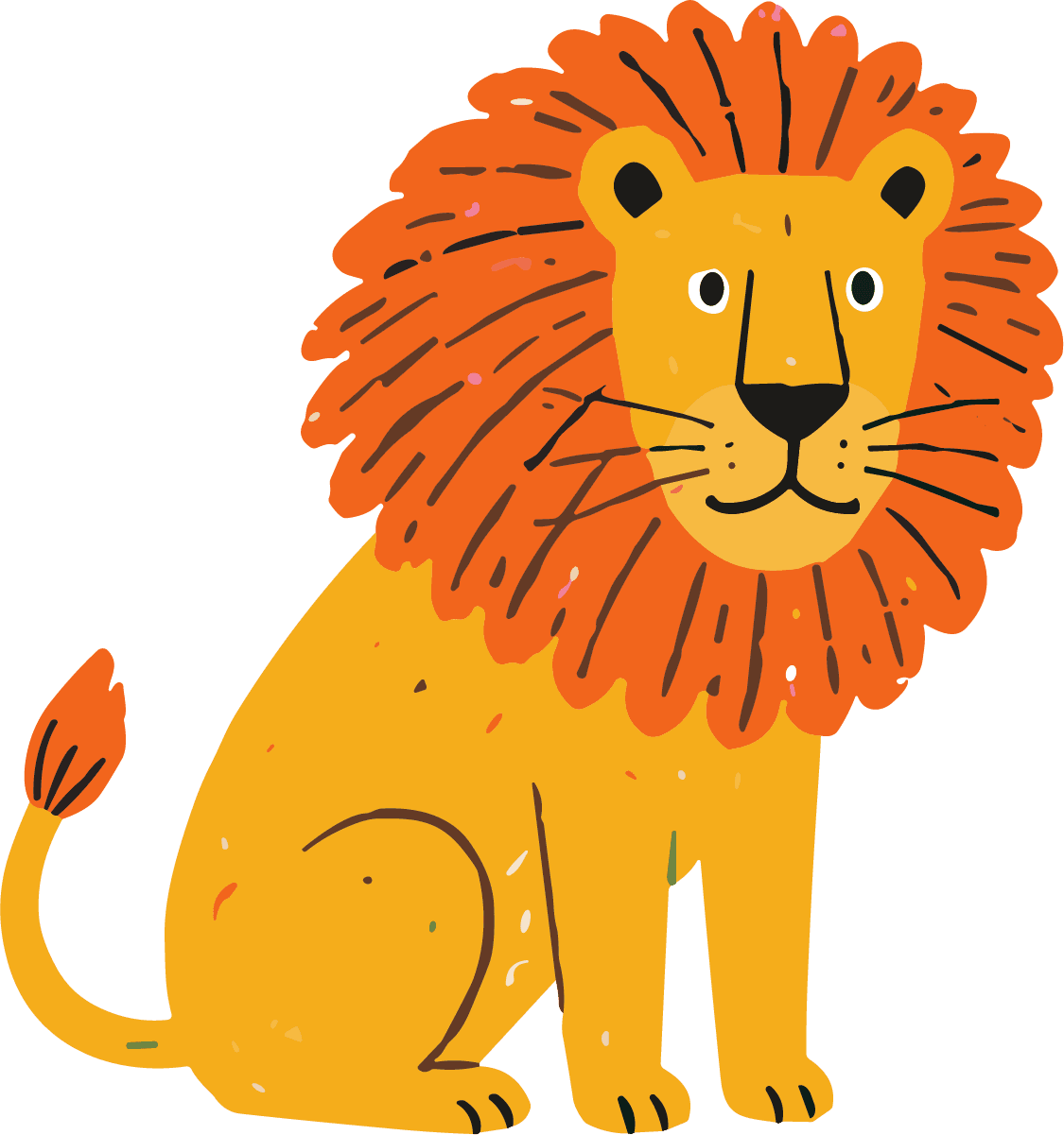 Cartoon Lion SVG Whimsical Sitting Vector - Image 1