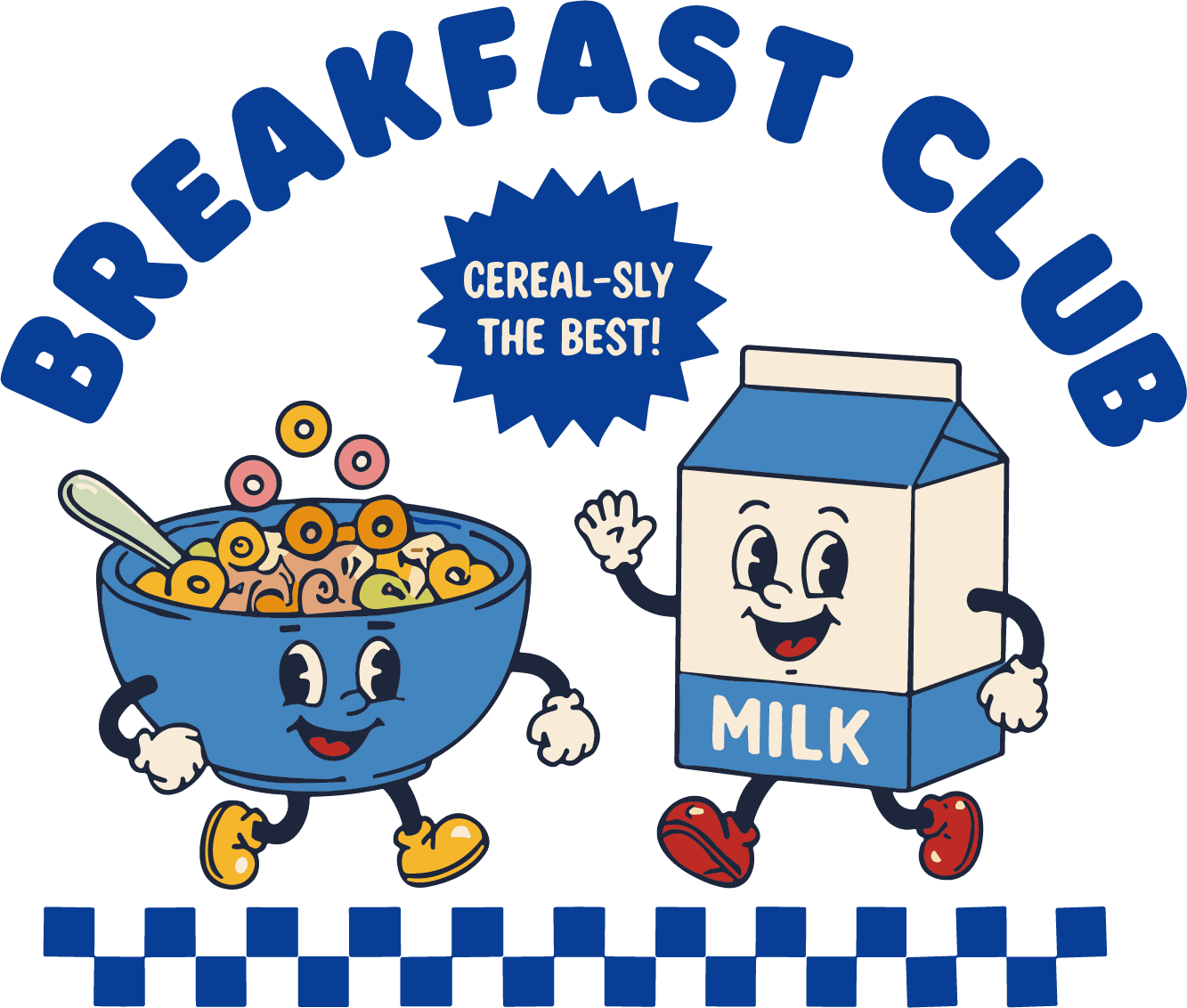 Cereal Bowl Milk Carton SVG Retro Breakfast Buddies Vector - Image 1
