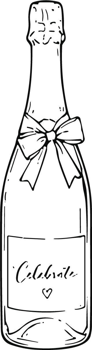 Champagne Bottle SVG Celebratory Bow Vector - Image 1