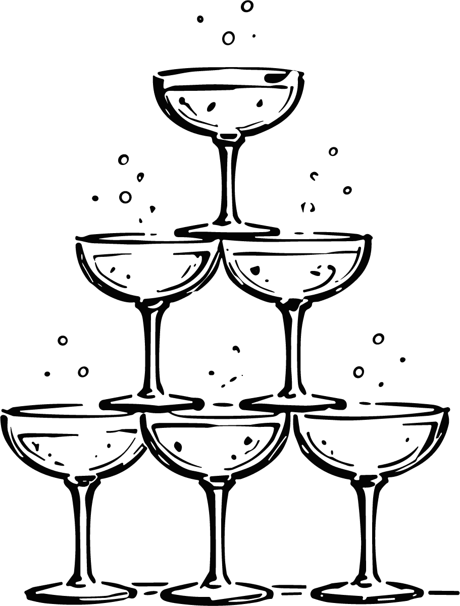 Champagne Tower SVG Bubbly Celebration Vector - Image 1