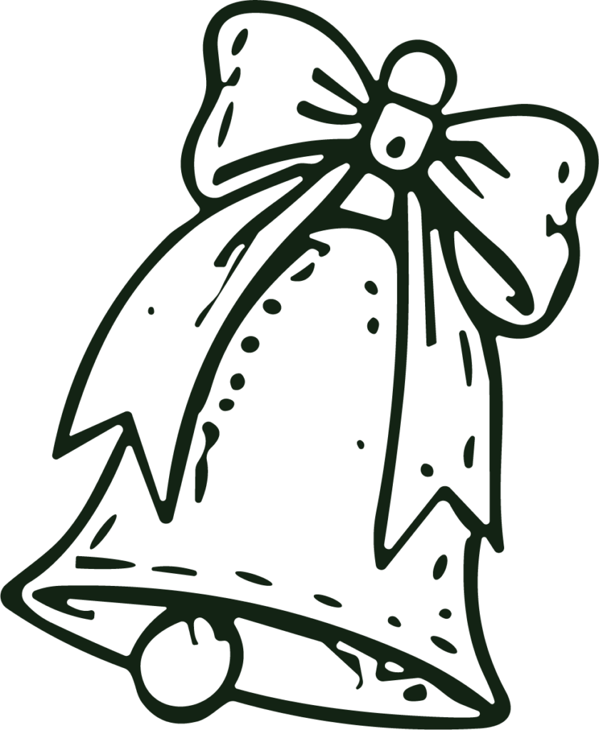 Christmas Bell SVG Ribboned Outline Vector