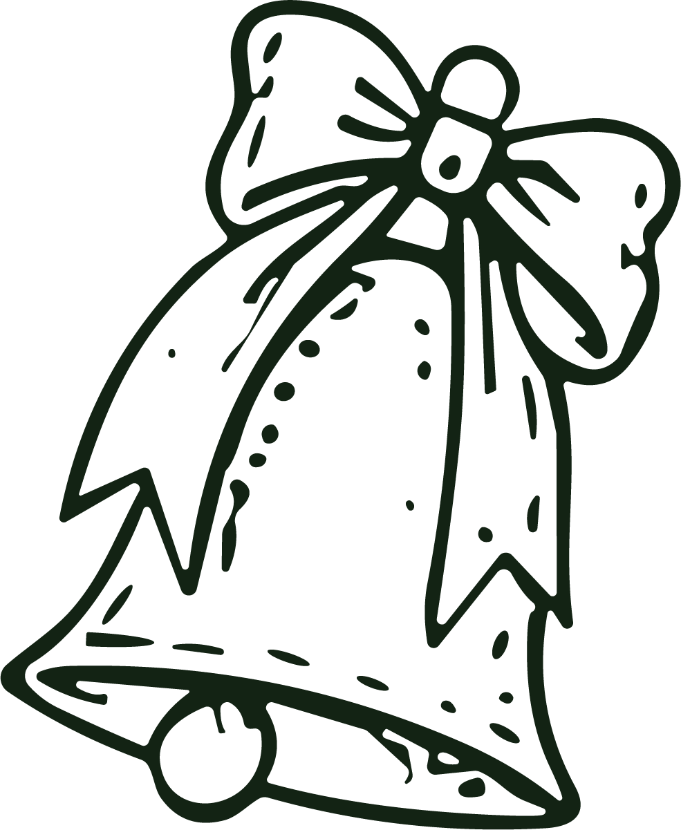 Christmas Bell SVG Ribboned Outline Vector - Image 1