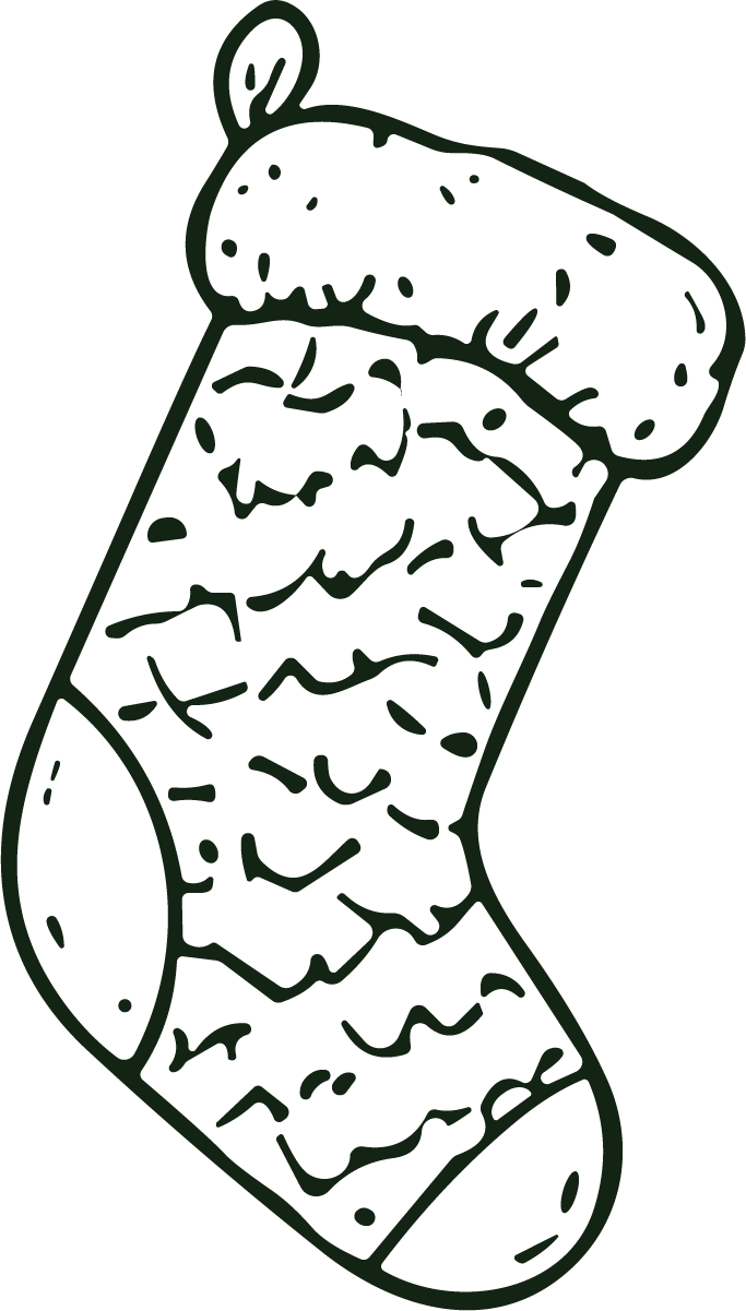 Christmas Stocking SVG Textured Outline Vector - Image 1