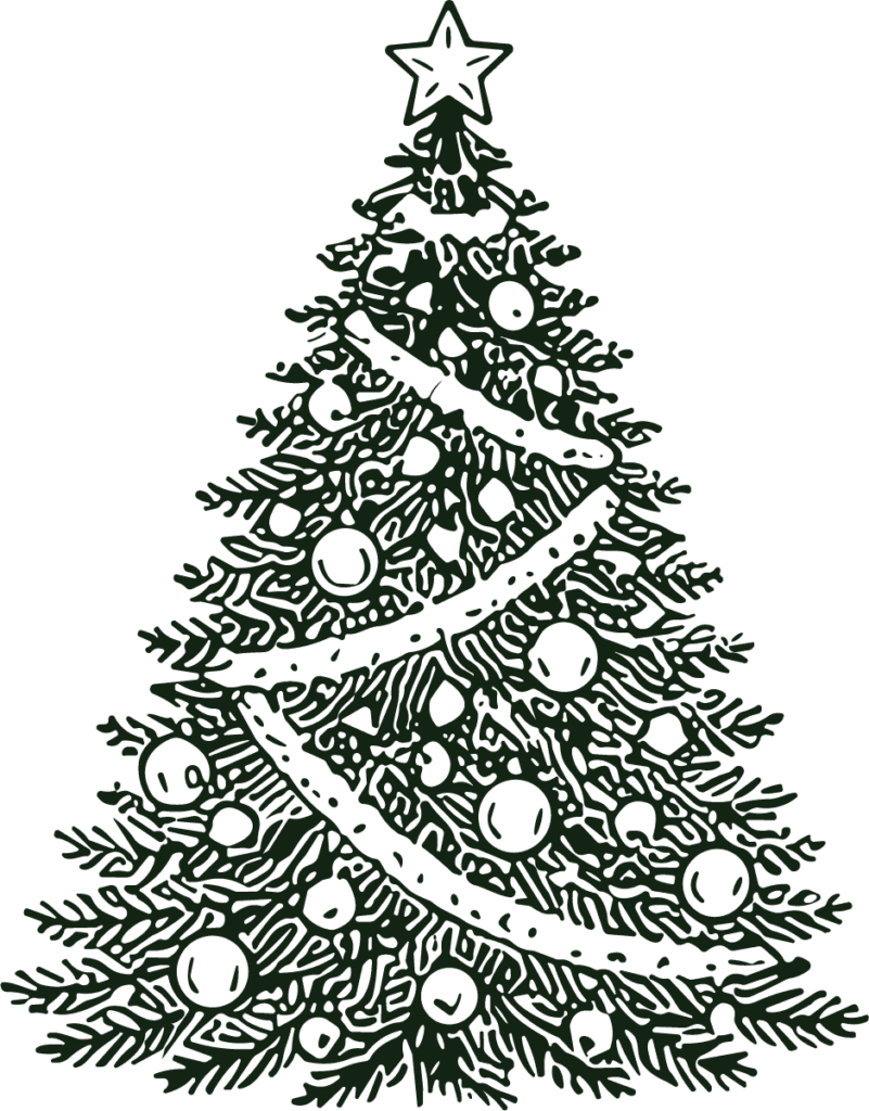 Christmas Tree SVG Intricate Ink Sketch Vector