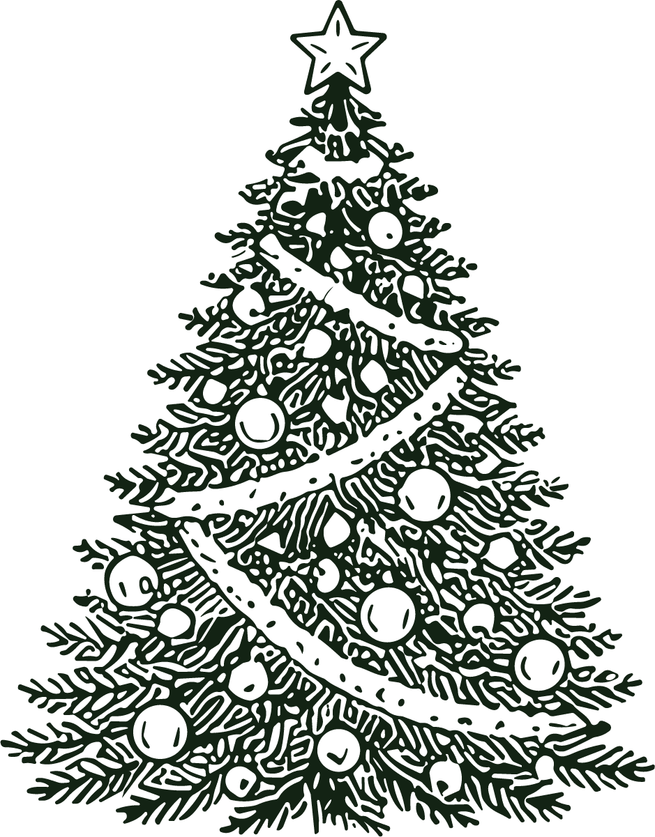 Christmas Tree SVG Intricate Ink Sketch Vector - Image 1