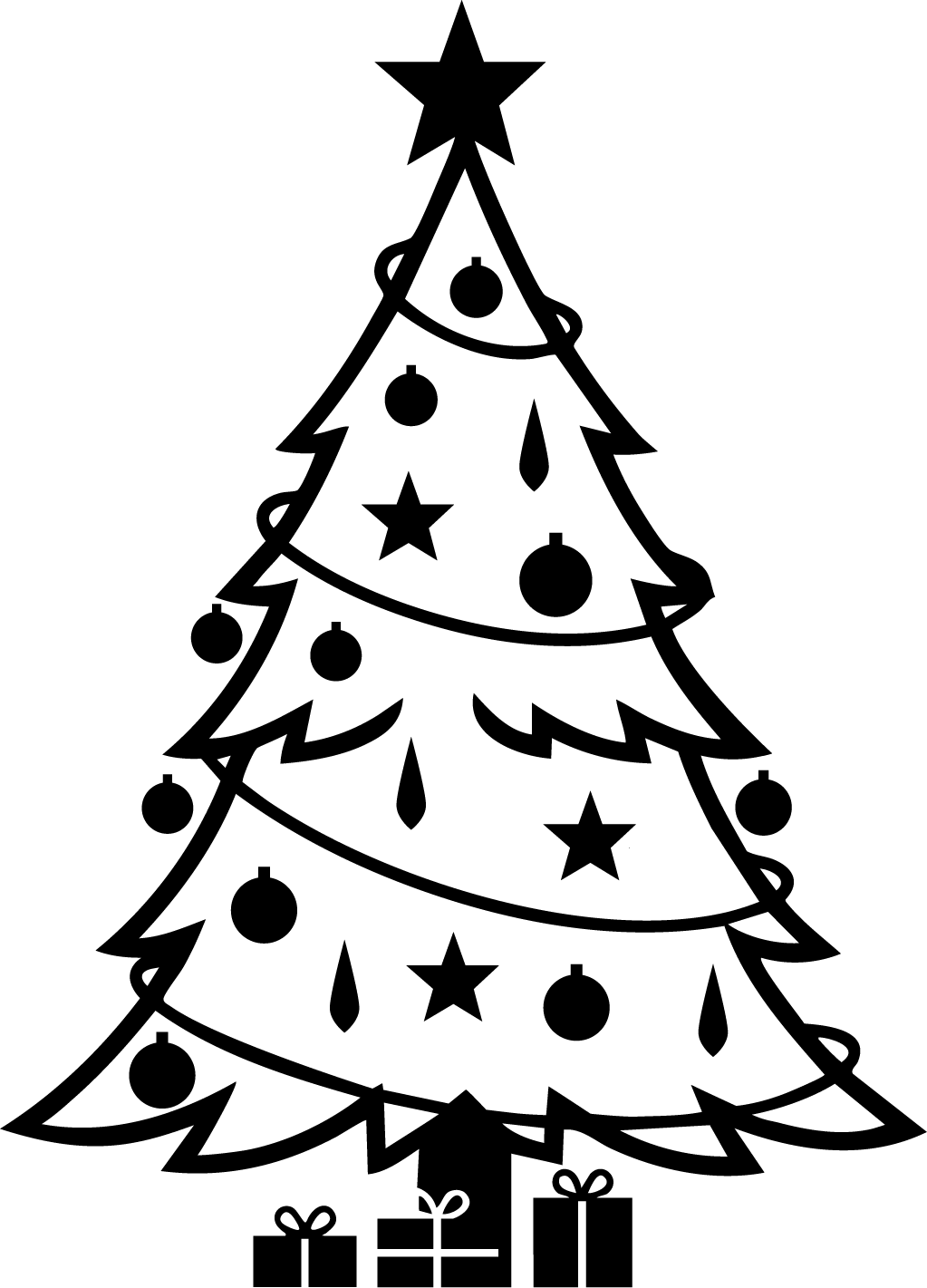 Christmas Tree SVG Festive Line Art Vector - Image 1