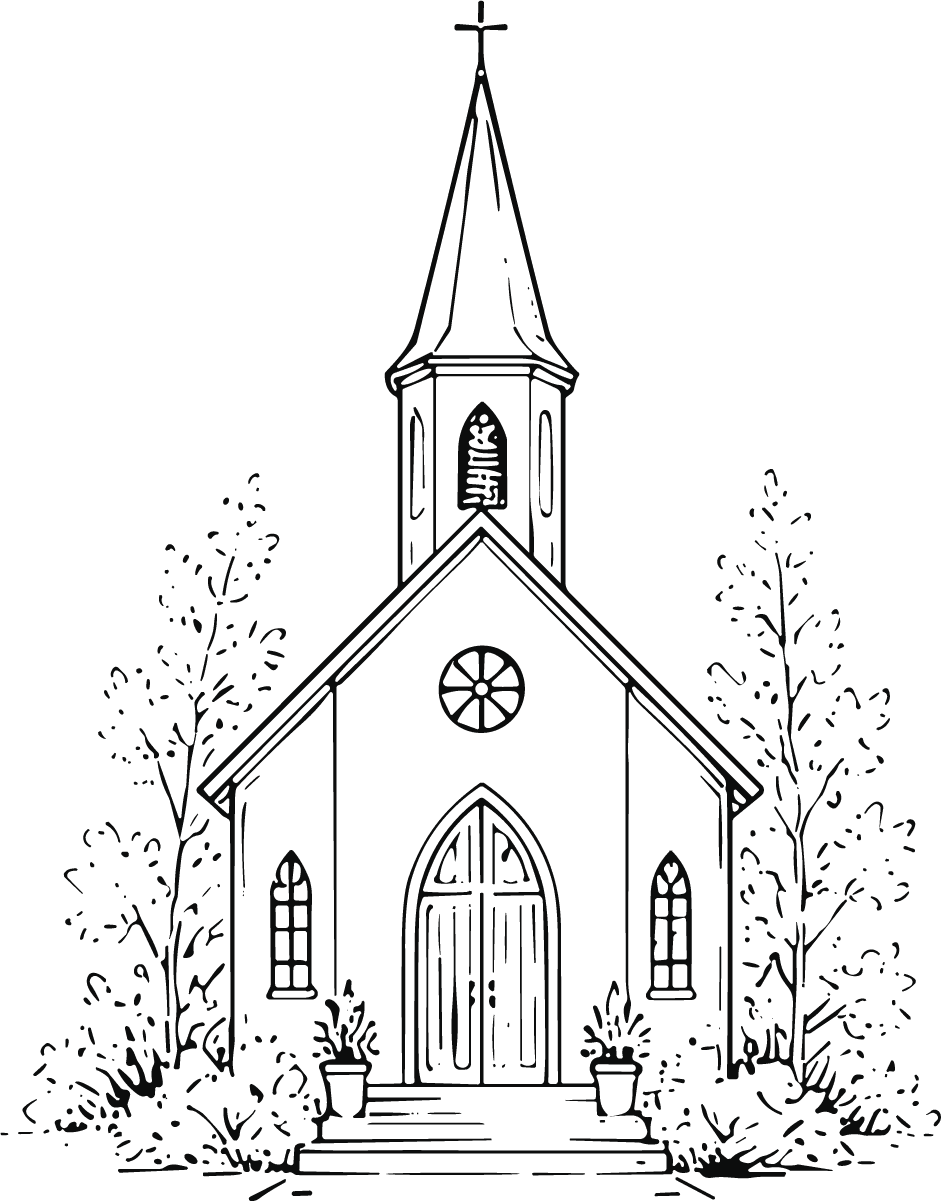 Church Building SVG Detailed Steeple Vector - Image 1