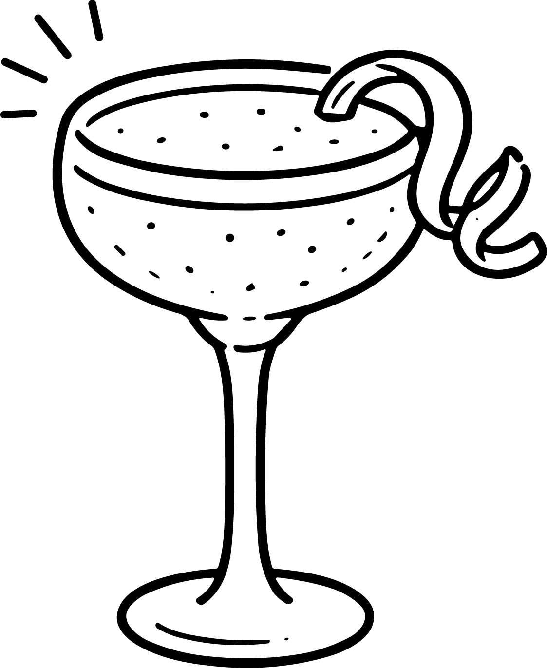 Cocktail Glass SVG Sketchy Bar Line Vector - Image 1