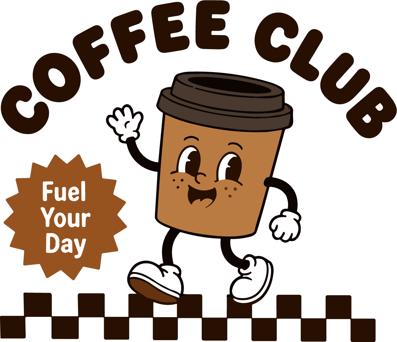 Coffee Cup Character SVG Walking Mascot Vector - Image 1
