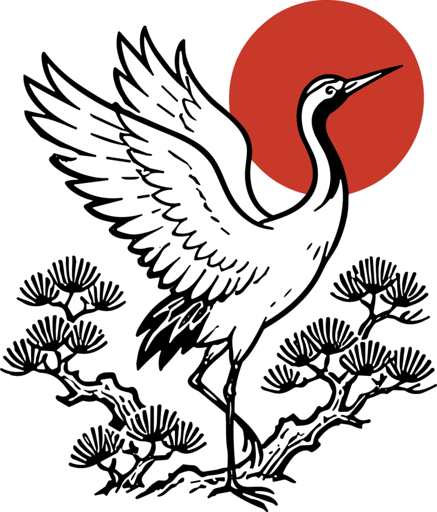 Crane Bird SVG Japanese Ink Style Vector