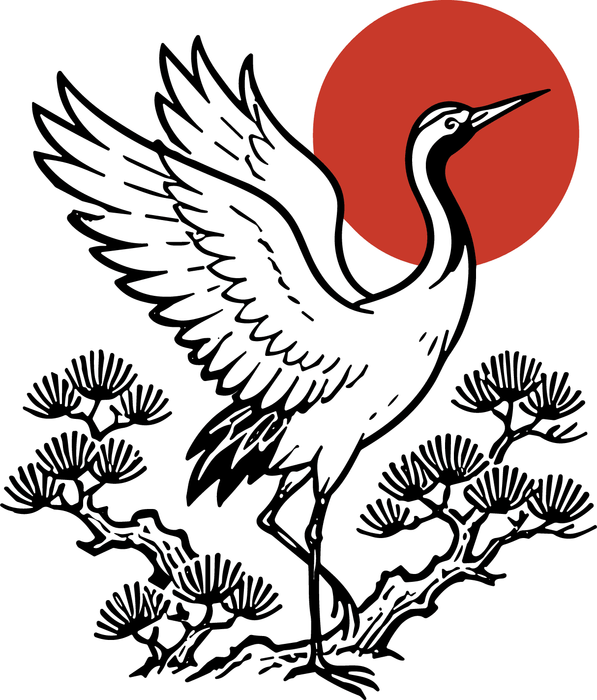 Crane Bird SVG Japanese Ink Style Vector - Image 1
