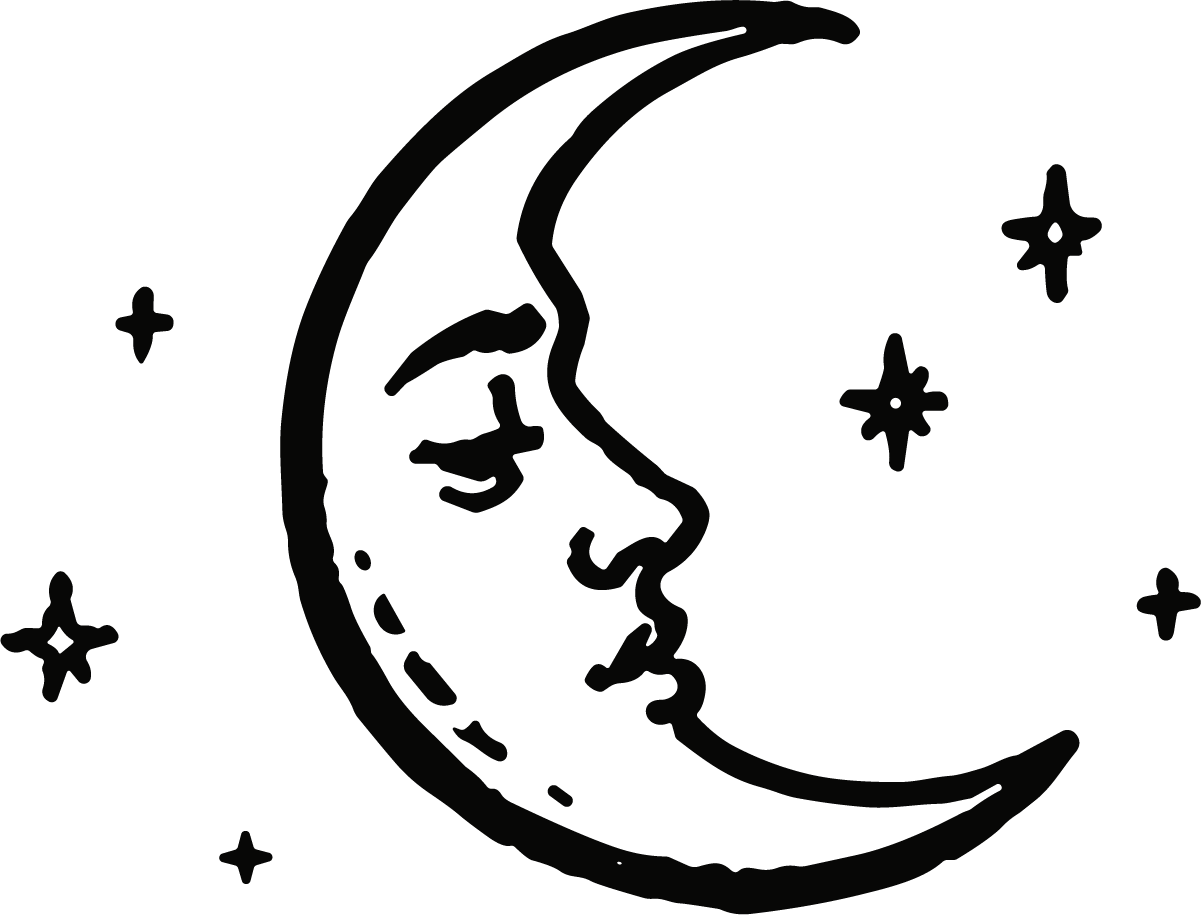 Crescent Moon Face SVG Mystical Celestial Vector - Image 1