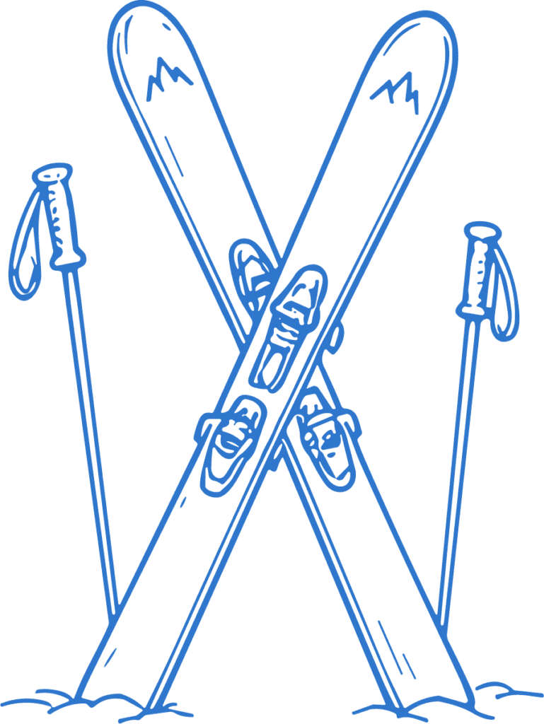 Crossed Skis SVG Winter Sketch Vector
