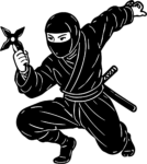 Crouching Ninja SVG Stealthy Silhouette Vector