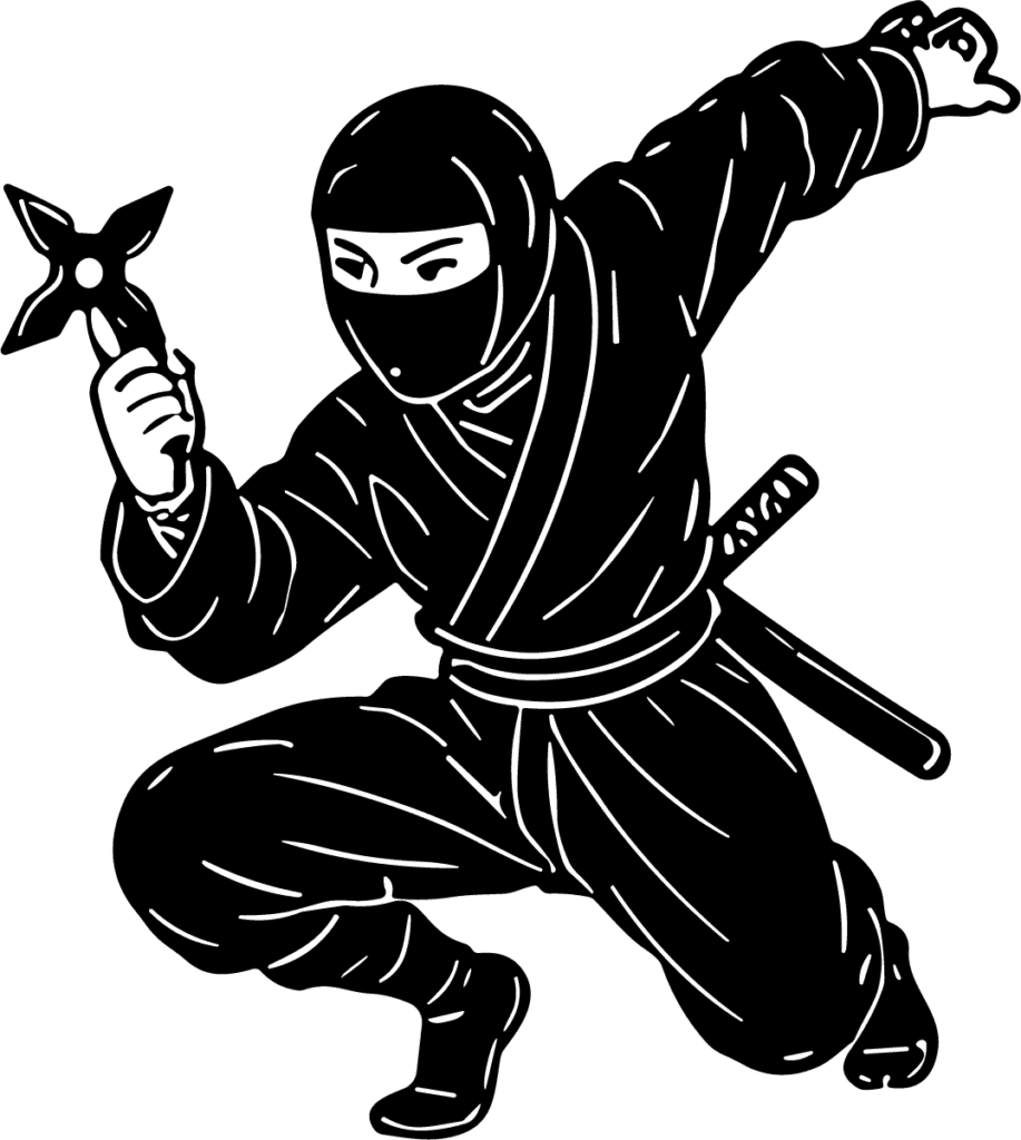 Crouching Ninja SVG Stealthy Silhouette Vector