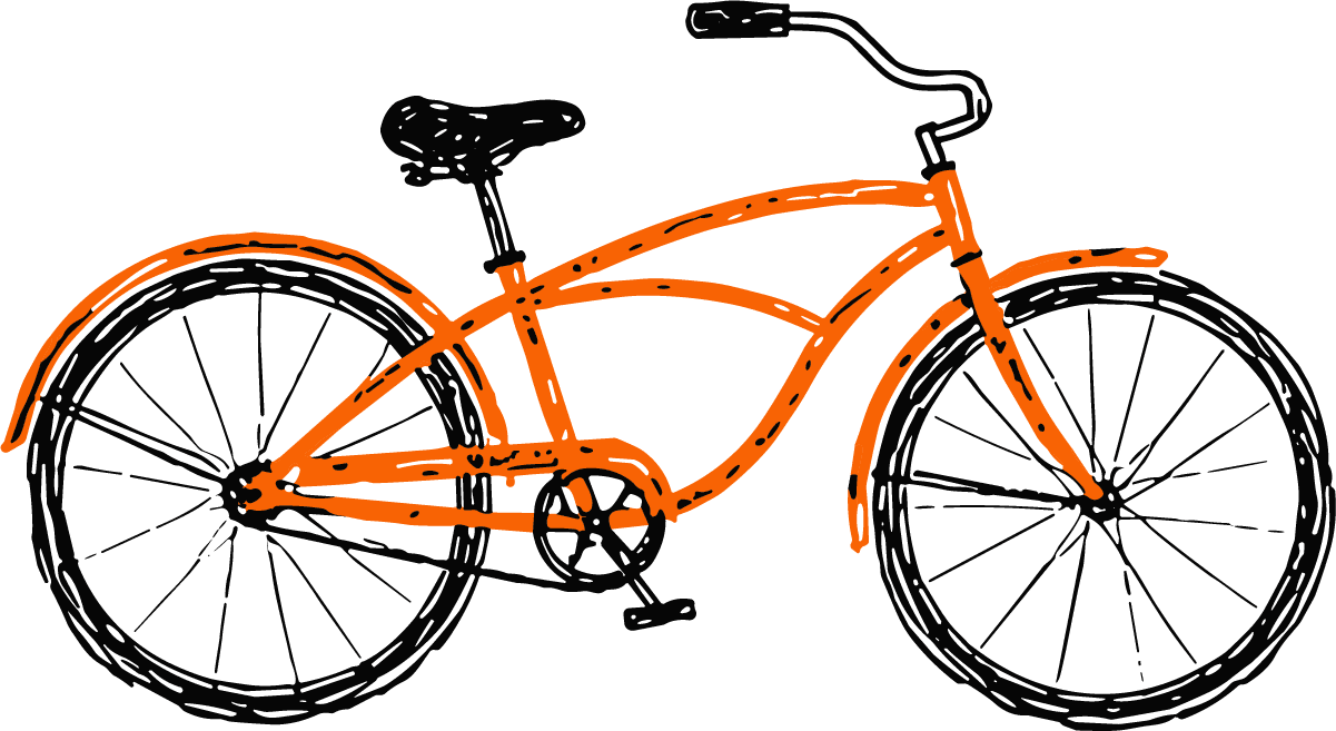 Cruiser Bicycle SVG Sketchy Orange Vector - Image 1