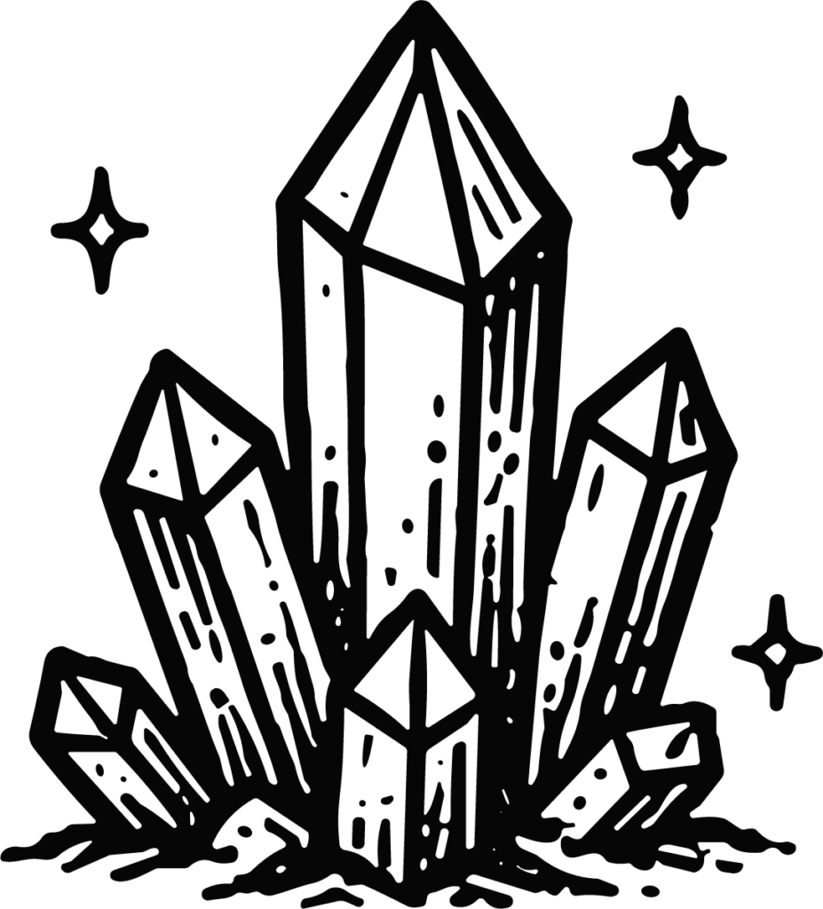 Crystal Cluster SVG Sparkling Black Ink Vector