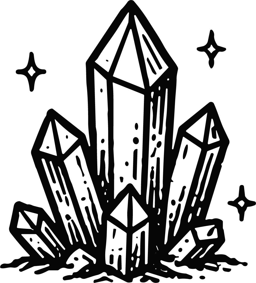 Crystal Cluster SVG Sparkling Black Ink Vector - Image 1