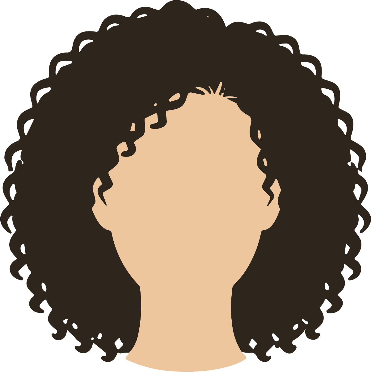 Curly Hair Face SVG Bold Afro Vector - Image 1