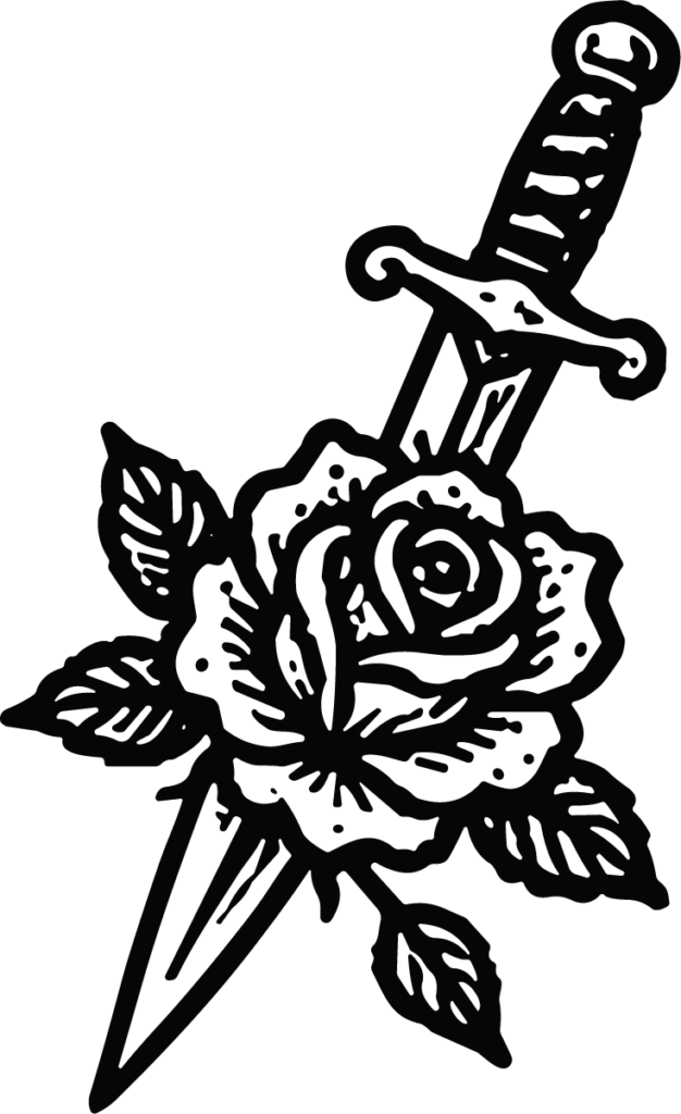 Dagger And Rose SVG Bold Tattoo Art Vector