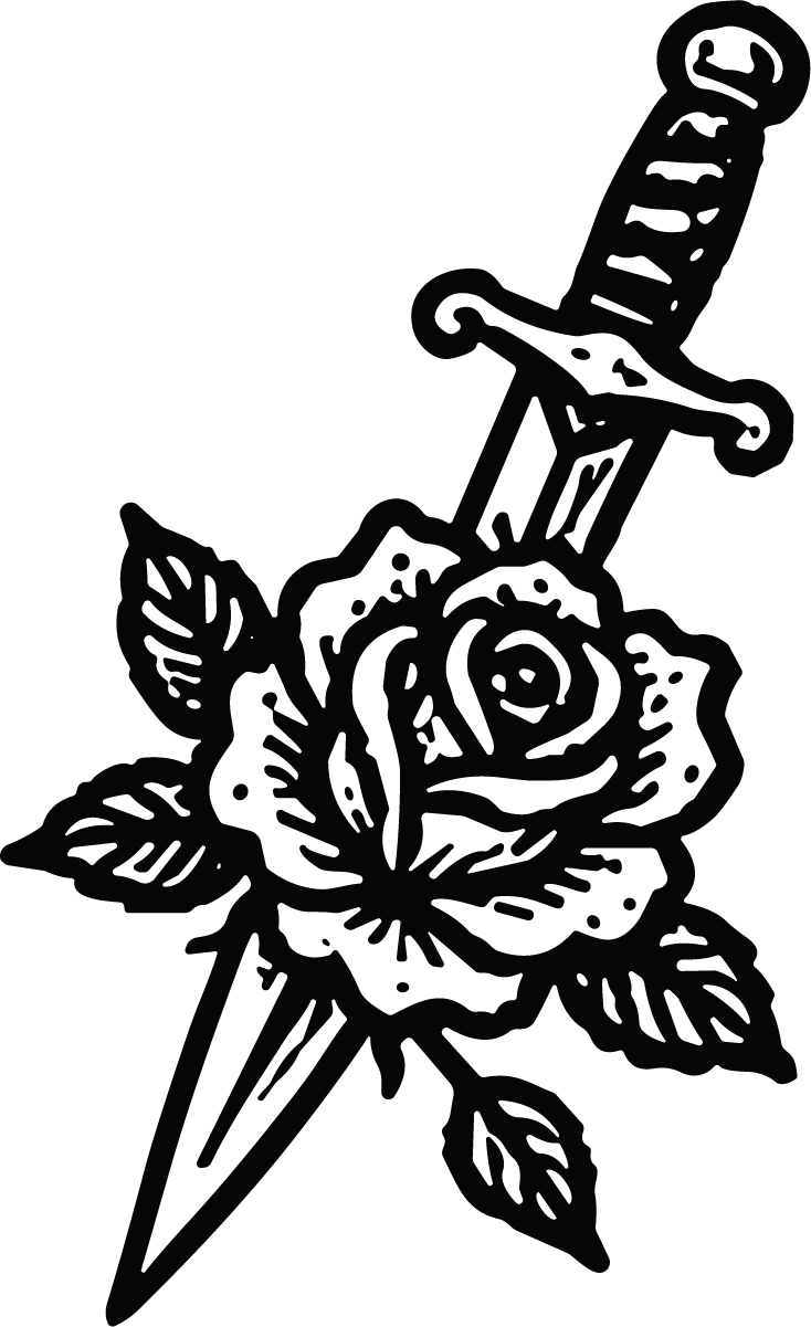 Dagger And Rose SVG Bold Tattoo Art Vector - Image 1
