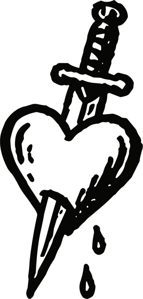 Dagger Through Heart SVG Bold Tattoo Vector