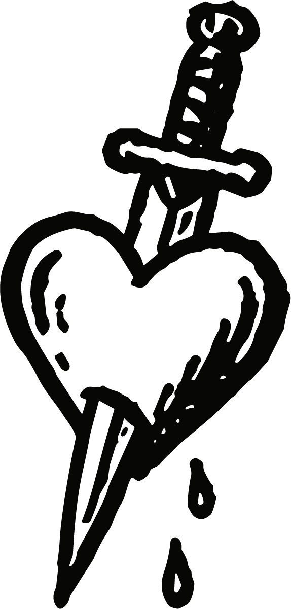 Dagger Through Heart SVG Bold Tattoo Vector - Image 1