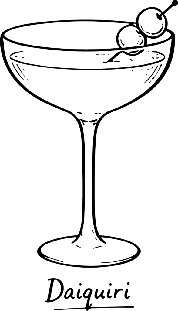 Daiquiri Cocktail SVG Classic Line Sketch Vector