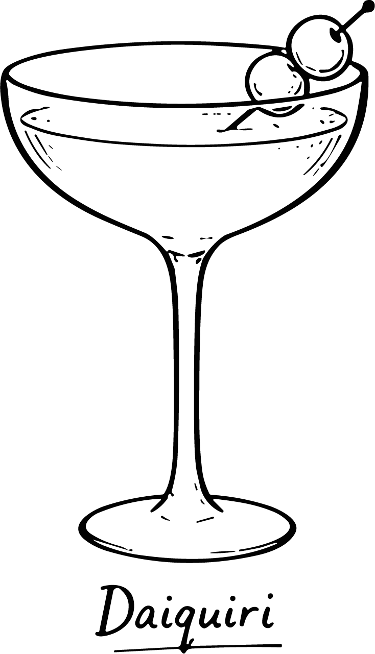 Daiquiri Cocktail SVG Classic Line Sketch Vector - Image 1