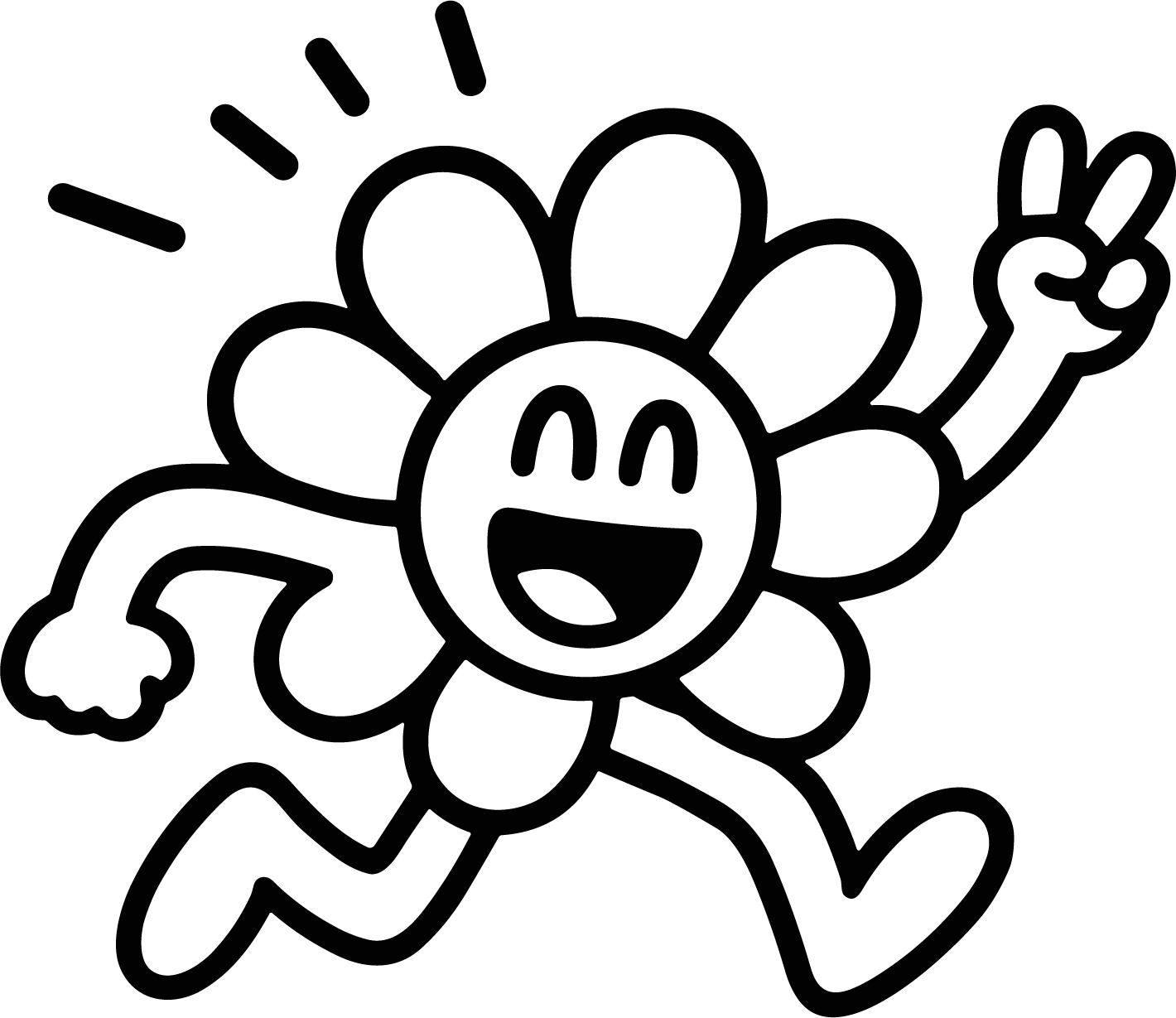 Dancing Flower Character SVG Groovy Peace Sign Vector - Image 1