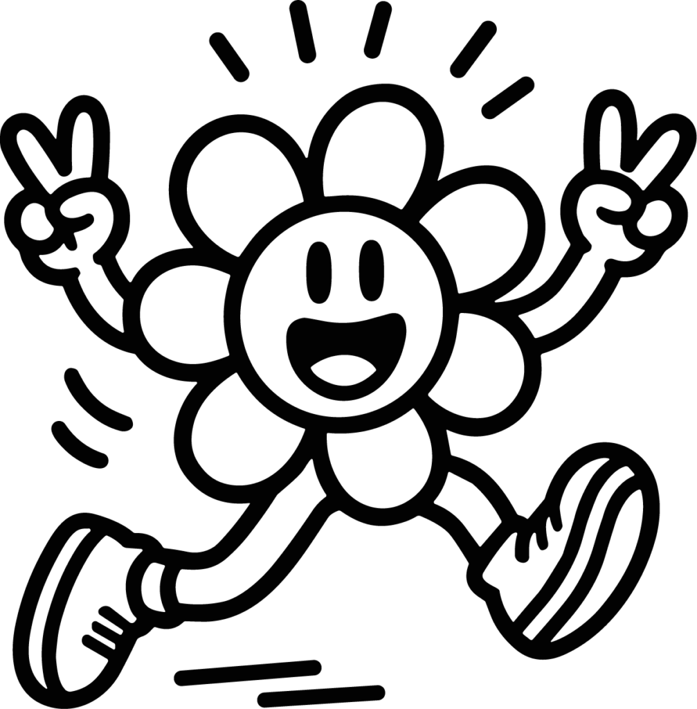 Dancing Flower Character SVG Groovy Peace Sign Vector