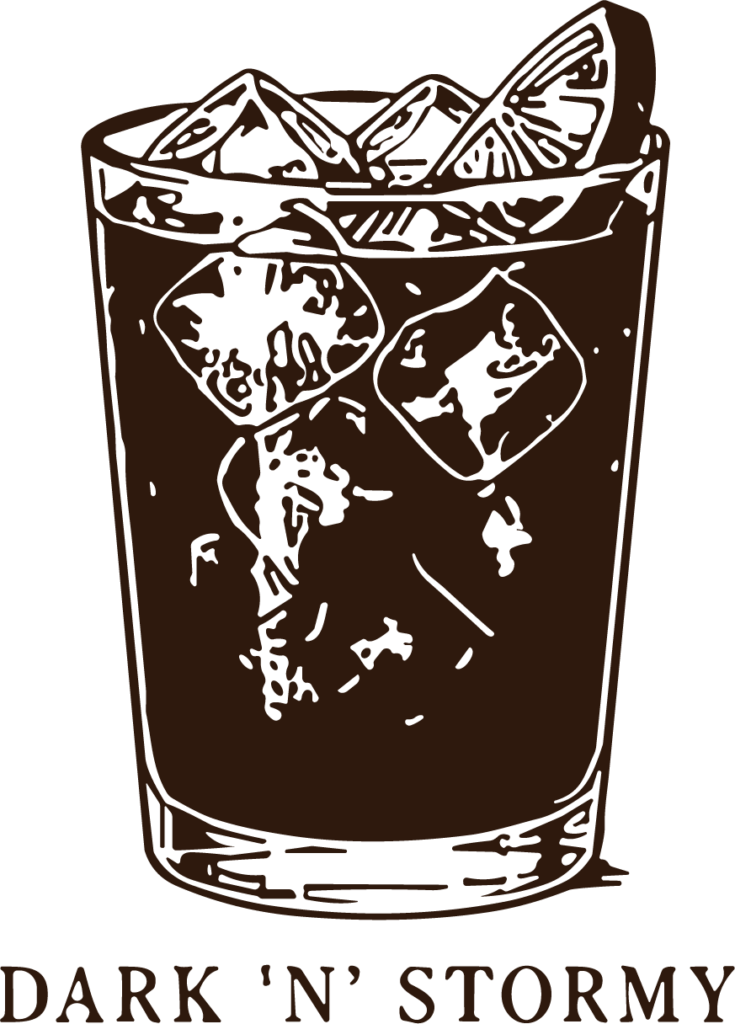 Dark N Stormy Cocktail SVG Bold Ink Sketch Vector