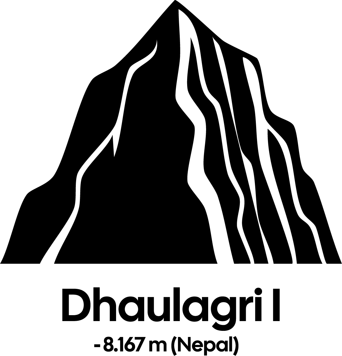 Dhaulagri Mountain SVG Bold Silhouette Vector - Image 1